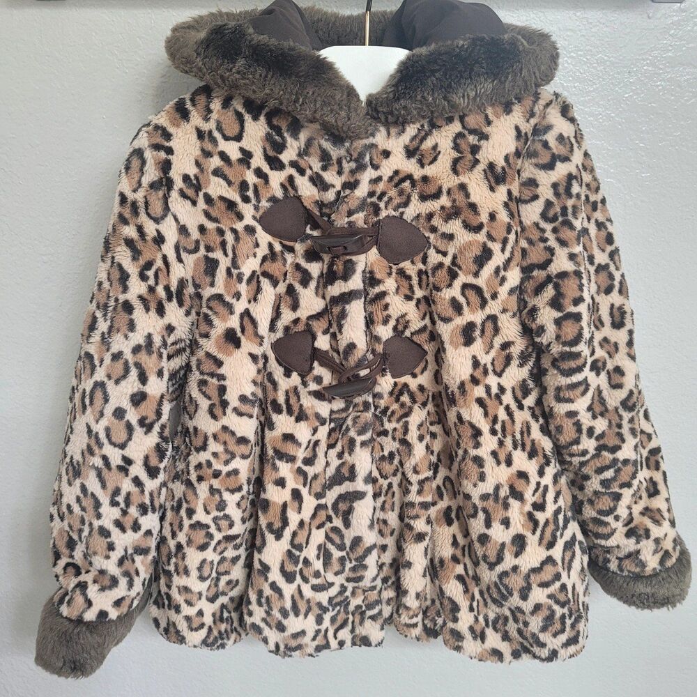 Rothschild Girl Leopard Winter Coat Size Small 4